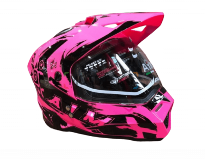 Шлем мото детский закрытый AiM JK802Y Pink/Black в Азимут 66