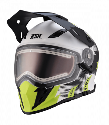 Шлем мотард для снегохода  RSX Iceman (H-331) Winter / бело-зеленый  матовый в Азимут 66